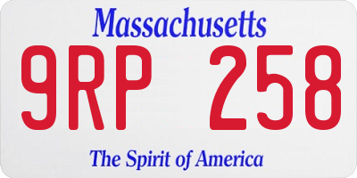 MA license plate 9RP258
