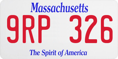 MA license plate 9RP326