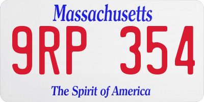MA license plate 9RP354