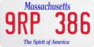 MA license plate 9RP386