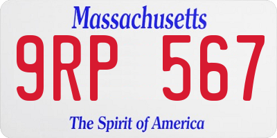 MA license plate 9RP567