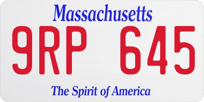 MA license plate 9RP645