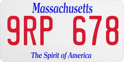 MA license plate 9RP678