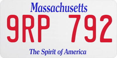 MA license plate 9RP792