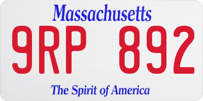 MA license plate 9RP892