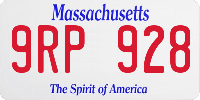 MA license plate 9RP928