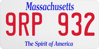 MA license plate 9RP932