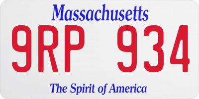 MA license plate 9RP934