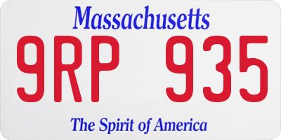 MA license plate 9RP935