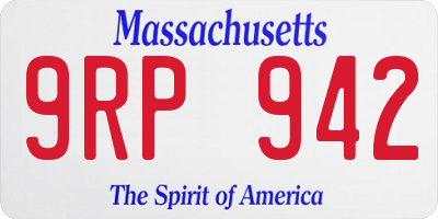 MA license plate 9RP942