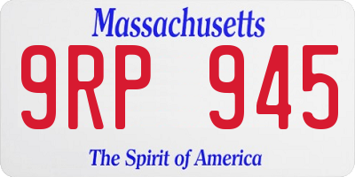 MA license plate 9RP945