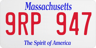 MA license plate 9RP947