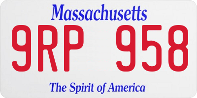 MA license plate 9RP958