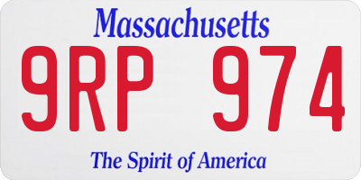 MA license plate 9RP974