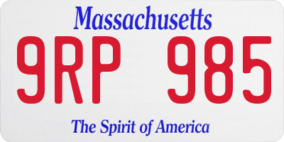MA license plate 9RP985