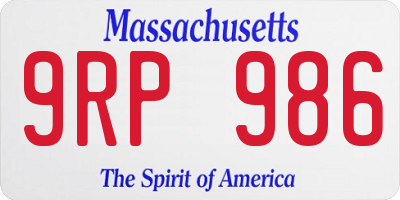 MA license plate 9RP986