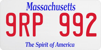 MA license plate 9RP992