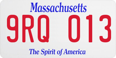MA license plate 9RQ013
