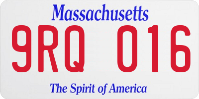 MA license plate 9RQ016