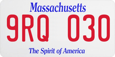 MA license plate 9RQ030