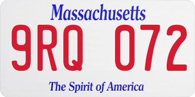 MA license plate 9RQ072