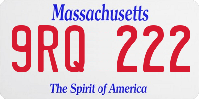 MA license plate 9RQ222