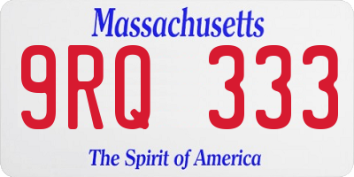 MA license plate 9RQ333