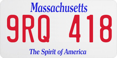 MA license plate 9RQ418