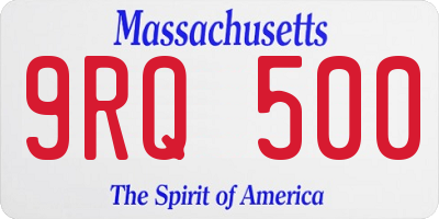 MA license plate 9RQ500