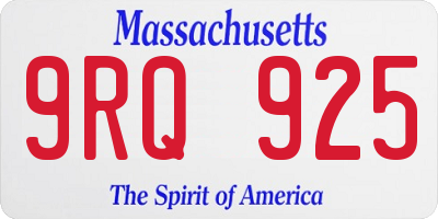 MA license plate 9RQ925