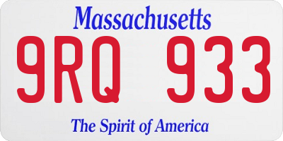 MA license plate 9RQ933
