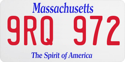 MA license plate 9RQ972