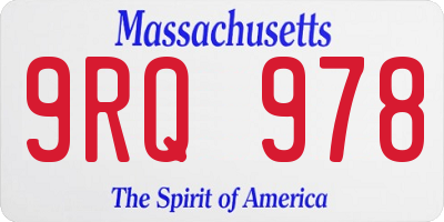 MA license plate 9RQ978