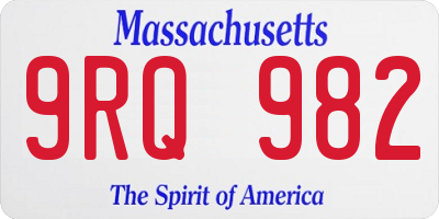 MA license plate 9RQ982