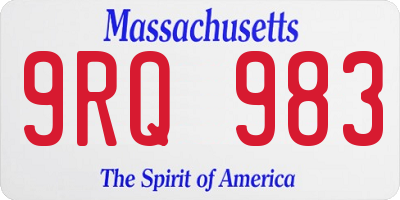 MA license plate 9RQ983