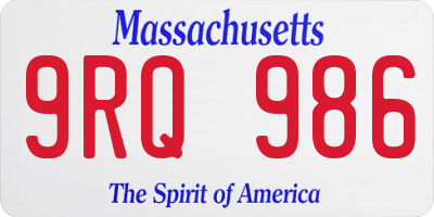 MA license plate 9RQ986