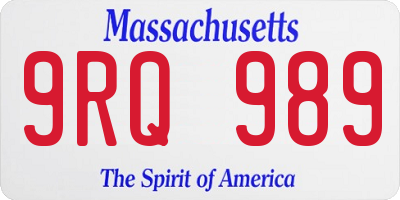 MA license plate 9RQ989