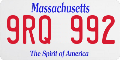 MA license plate 9RQ992