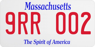 MA license plate 9RR002