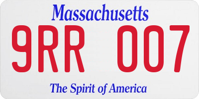 MA license plate 9RR007