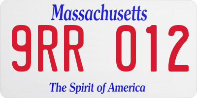 MA license plate 9RR012
