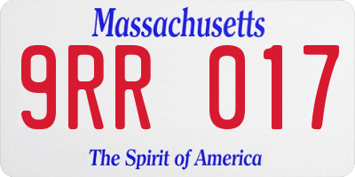 MA license plate 9RR017