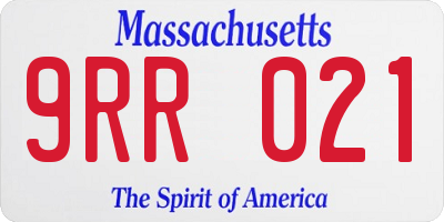 MA license plate 9RR021