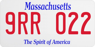 MA license plate 9RR022