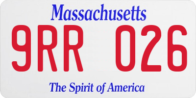 MA license plate 9RR026