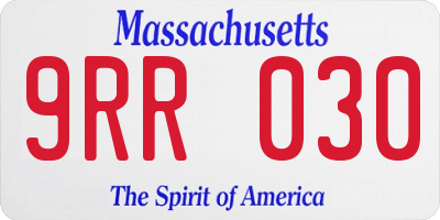 MA license plate 9RR030