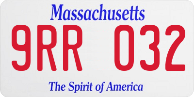 MA license plate 9RR032
