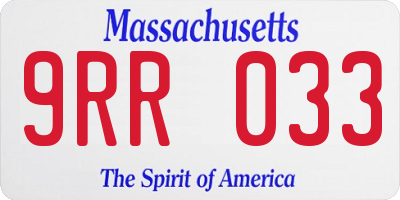 MA license plate 9RR033