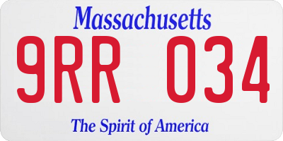 MA license plate 9RR034