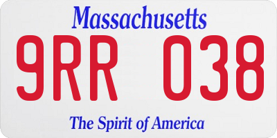 MA license plate 9RR038